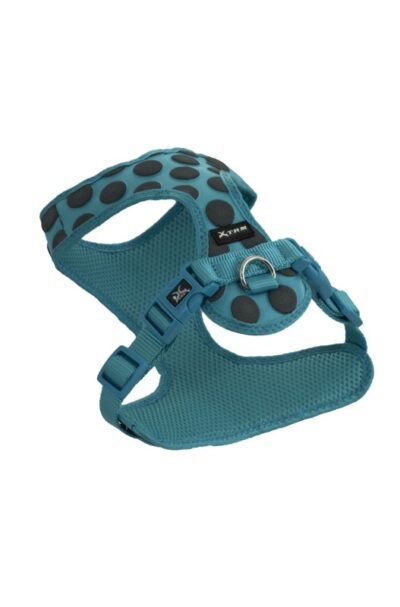 Arnés 3D Dots Azul para perros talla L. Detalle del diseño de puntos en arnés 3D Azul.