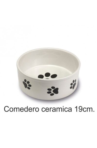 Comedero cerámica huellas 19 cm.